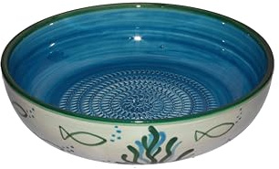 Beamel Home Plato Rallador Cerámica Hecho A Mano Diseño Decorativo Utensilio Cocina Arte Funcional Vajilla Artesanal (Peces, XL)
