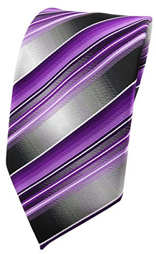 TigerTie diseñador corbata de seda - morado lila gris plata rayas