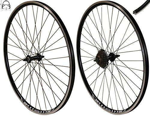 Redondo 28 Zoll Laufrad Set Hinterrad Vorderrad 28 V-Profil Hohlkammer Felge Schwarz + 7-Fach Kranz