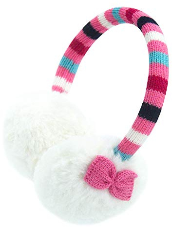 Gifts Treat Earmuffs Girls Earmuffs in Plush Cute Design (abc kids-rose striped bow-tie)