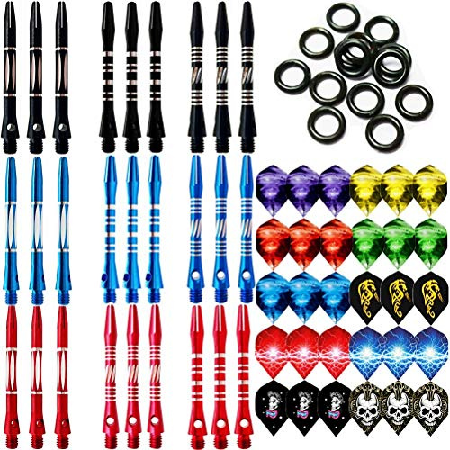JpGdn 87 st pilaxlar och flygningar aluminium 2BA medium dartstjälkar blandade gängkasttillbehör med O 'ring för inomhus dartspel professionella darttillbehör