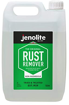 JENOLITE Non-Hazardous Rust Remover | 5 Litres | Water Based | Rust Remover For Metal: Iron, Steel, Chrome & Aluminium | Ideal For Fuel Tanks | Environmentally Friendly, Non-Toxic Rust Remover