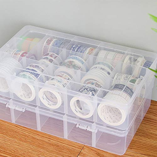 Huianpen 15 Grids Desktop Tape Aufbewahrungsbox Mini Papier Sticker Tape Box transparente Kunststoffkoffer Handwerk Veranstalter