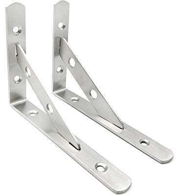 Mila-Amaz 2 Stück Regalhalter Schwerlastträger Winkelträger Edelstahl 90 Grad Winkel Klammer Regalstützen Schwerlastwinkel für die Wandmontage