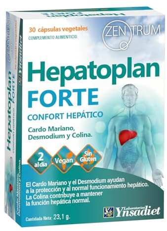 Cardo Mariano, Desmodium, Colina, Ácido Alfa Lipoico y Vitamina C – Complemento Alimenticio para la función hepática y detox – Hepatoplan Forte – 30 Cápsulas Vegetales