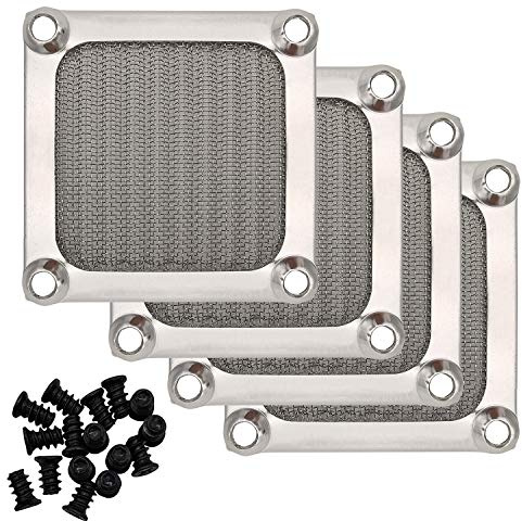 IMSurQltyPrise 60mm Computer Fan Filter Grills, Silver Color, 4 Pack | Thickened Aluminum Frame, Ultra Fine Stainless Steel Mesh, With Screws