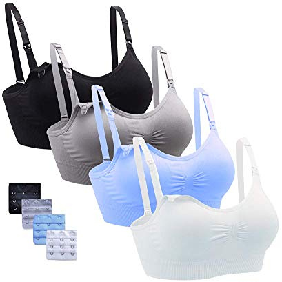 Cimary Sostén De Lactancia Sin Costuras Set,Sujetador de Maternidad Sujetador de Lactancia Maternidad,Sujetadores para Premamá 3 and 4 Pack