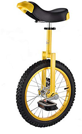 QWEASDF 16, 18 Einrad, Erwachsenentrainer Einrad höhenverstellbar Skidproof Butyl Mountain Reifen Balance Radfahren Heimtrainer Fahrrad,Gelb,18