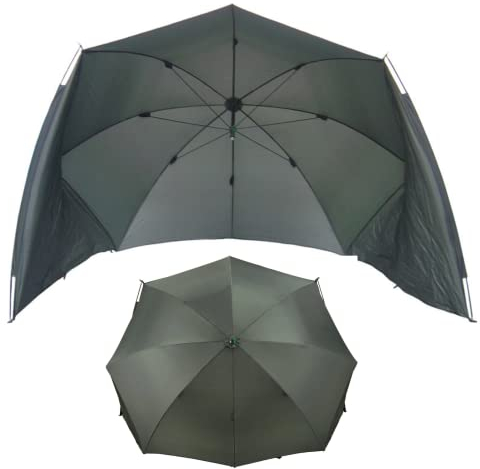 Bivvy Brolly Carp Fishing Shelter | Large Lightweight Strong Fishing Umbrella | Big Waterproof Cover | Beach Camping Tent | Sun Shade Suitable for 2 people