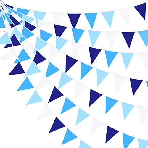 Pink Blume 10 m / 32 Ft Bleu Royal Décoration De Fête Triangle Bandera Fanion Banderoles Tissu Guirlande pour Mariage Anniversaire Nautique Nuptiale Baby Shower Sous la mer Fête Festivals Décoration