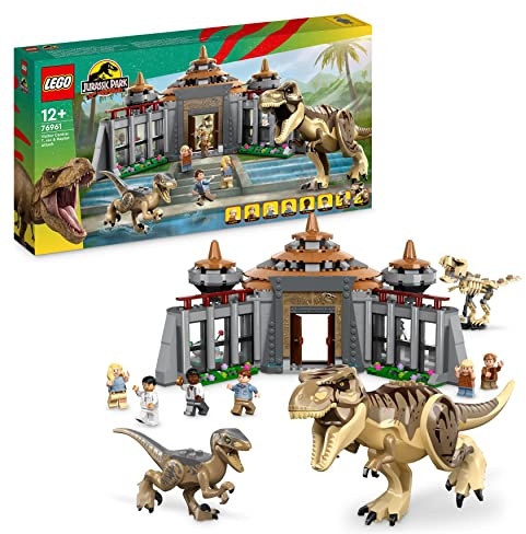 LEGO 76961 Jurassic Park Angriff des T. rex und des Raptors aufs Besucherzentrum, Dinosaurier Spielzeug für Kinder ab 12 Jahren