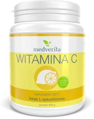 Medverita - Vitamin C - L-Ascorbinsäure - Unterstützt die Immunität - Nahrungsergänzungsmittel - Veganer - Vegetarier - 900g Pulver