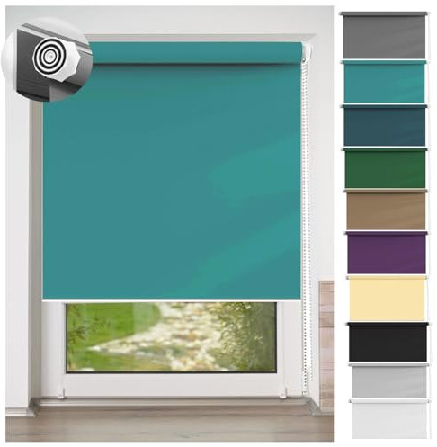 Tende a Rullo per Interni 40 x 240 cm Termica, Protezione Solare Tapparella Avvolgibile Kit Di Montaggio Incluso Per Ufficio,Bagno, Blu Cielo