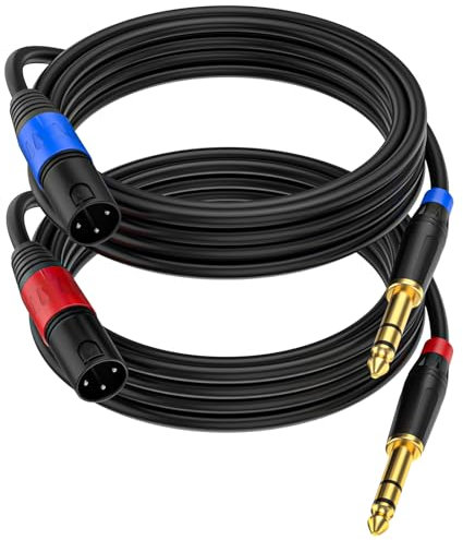Jozzai (2Pack /10 FT) Male XLR to 1/4 Inch (6.35mm) TRS Mono Jack Microphone Cable, Balanced 3 Pin XLR to Quarter inch TRS Plug Mic Cord for Dynamic Microphone