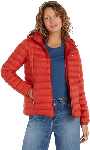 Tommy Hilfiger dam Lw vadderad global randig jacka, Terra röd, XXS