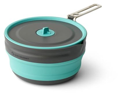 SEA TO SUMMIT - Frontier Pouring Pot 2,2L - Ultraleichter, zusammenfaltbarer Campingtopf - 1 bis 3 Personen - Antihaft-Topf + Deckel - Kompakt - Ohne BPA & PFA - aus Silikon & Alu - 297 g