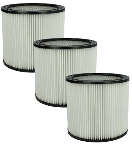 vhbw 3x Faltenfilter kompatibel mit ShopVac Ultra Pump Vac 45 Staubsauger - Filter, Patronenfilter, schwarz weiß
