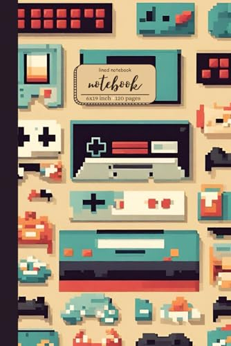 Retro Gaming Fun - Lined Composition Journal Notebook Paper for Work/School/Office/Travel