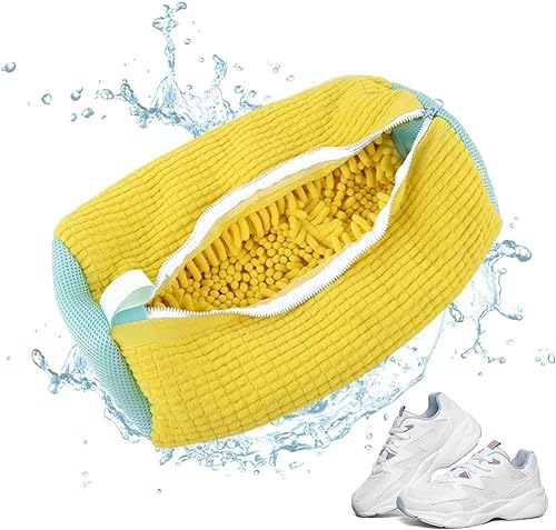 Shoe Wash Bag - Das Original Wiederverwendbare Netzschuhe Wäschesack Mit Reißverschluss Für Schuhe,Für Sneaker, Socken (Gelb)