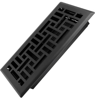 Howeall 4x10 Inches Heavy Duty Walkable Floor Register Easy Adjust Air Supply Lever Floor Vents - Seattle Design - Vent Cover for Home Floor - Matte Black