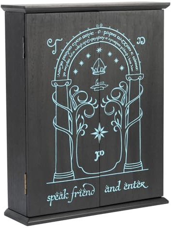 Grupo Erik Schlüsselkasten Schwarz Türen von Durin Schlüsselbrett Haken - Wohnungs Zubehör Schlüsselschrank 21 x 26 x 6 cm Offizieller Herr der Ringe Fanartikel