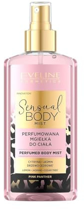 Eveline Cosmetics Brume Corporelle Sensual Pink Panther - Parfum Vivifiant Sans Alcool avec Pamplemousse, Jasmin & Bois de Santal - Idéal pour Corps, Cheveux & Vêtements - 150ml