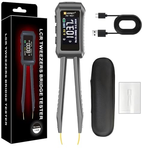 Digitale LCR Pinzette Meter 10KHz Messgeräte – Multimeter für Widerstand, Kondensator, Induktivität, ESR, Spannung, Frequenz und Diode mit automatischer Bauteil-Erkennung – SMD-Tester