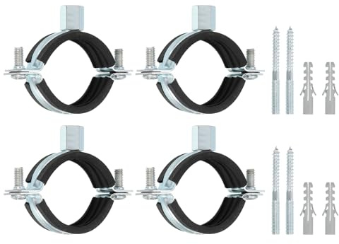 sourcing map 4 Pcs Adjustable Pipe Bracket Clamp, 1-1/2(38mm) Wall Ceiling Mount Split Ring Pipe Hanger Galvanized Iron Pipe Strap Support with Screw & Expansion Tube for Pipe Tube
