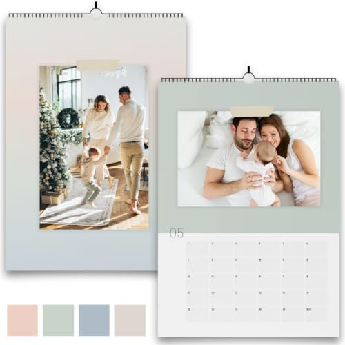 Fotokalender 2025 zum selbstgestalten | Bastelkalender immerwährend A4 Format | DIY Kalender zum selber gestalten 12 Monate | Geschenk Weihnachten Familie (Pastell Mehrfarbig)