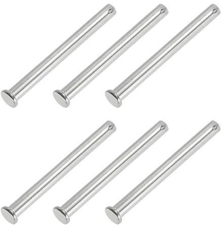PATIKIL 10 x 120 Mm Single Hole Clevis Pins, 6 Pcs 304 Stainless Steel Flat Head Pin for Hitch Pin Lock Link Hinge Systems, Silver
