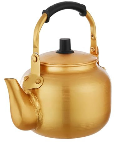 Bouilloire à eau chaude domestique – Théière en aluminium jaune, bouilloire à thé d'extérieur | Machine à café et thé à feu de camp ouvert, petite chaudière à eau pour randonnée, pique-nique voyage