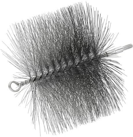 PATIKIL 6 Wire Chimney Cleaning Brush, Stainless Steel Round Chimney Sweep Brush with 1/4 NPT Fitting for Fireplace Burning Stove Tent Dryer Pipes, Silver
