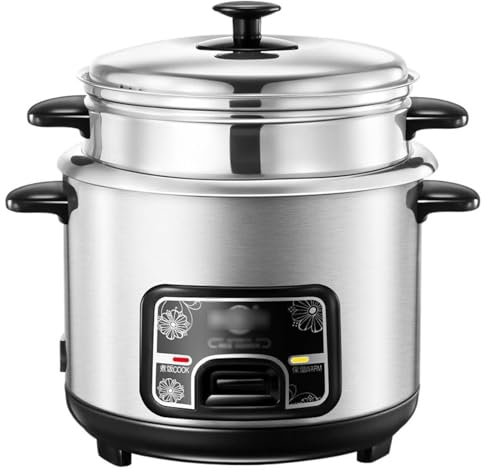 3L,Cuociriso Automatico, Cuociriso Portatile, Pentola Interna in Acciaio Inossidabile con Vaporiera, Funzioni di Riscaldamento, Ideale per La Cucina