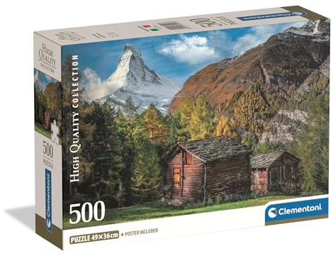 Clementoni Puzzle 500 Pieces, Collection, Charming Matterhorn, Compact Box, Puzzle for Adults 14-99 Years, Made in Italy, 35597