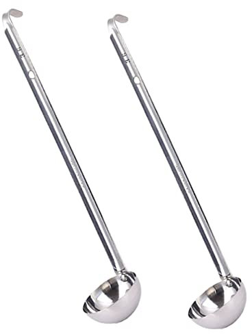Cabilock 2 Piezas cuchara de metal cuchara sopera manejar cucharón de sopa cocinando cucharas cucharón para servir comida cucharon de metal para sopa Acero inoxidable Silver