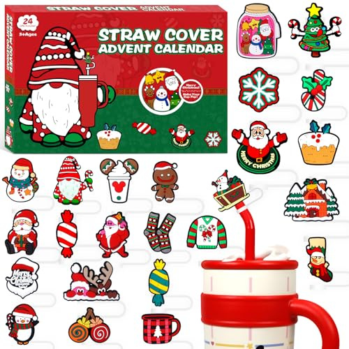 Calendario de Adviento 2025 Pajitas Cubiertas Accesorios para Mujer Hombre Calendarios Adultos Niños