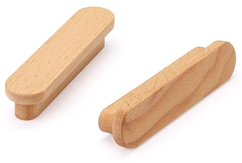 Ndjiloik 6 Stück Holz Griffe Türgriff Schrankgriff Schubladengriff Möbelgriffe mit 12 Schrauben für Schränke Büros und Küchen Lochabstand 96 mm