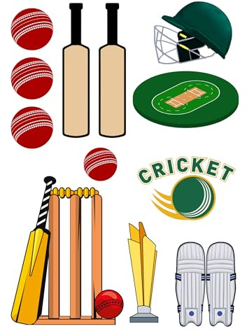 Edible print A4 cricket theme Cake topper set cake decorations wafer card NOT-PRECUT Birthday - Retirement -