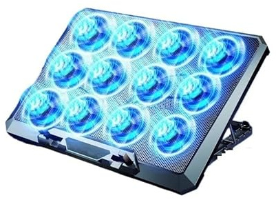 Base Refrigeradora Portatil Gaming Almohadilla de enfriamiento para computadora portátil con 12 ventiladores silenciosos, soporte enfriador para computadora portátil para juegos refrigeracion portatil