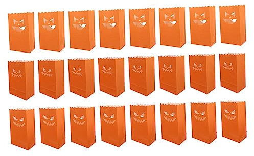 DIYEAH 24pezzi Borse Halloween Sacchetti Carta Per Candele Decorazioni Per Feste Halloween Sacchetti Tema Zucca