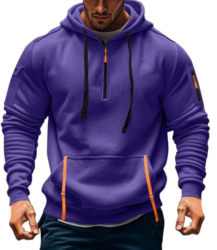 TOFOTL Vetements Mode Coton Anti Survetement Plaid Moumoute Habillé Fourrure Tricot Pull Homme Rouge Hoolie Streetwear Chemise sans Repassage Homme Sweatzippehomme Pourpre 4XL