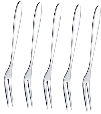 iplusmile 5 piezas Tenedores Pequeños Inoxidable para Frutas y Pasteles Reutilizables Aptos para Fiestas Familiares