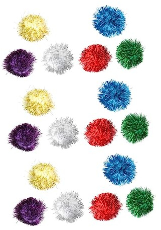Abaodam 18stücke Pompons für Katzen Lametta-Kugeln als Katzenspielzeug Glitzer-Pompons für Haustiere Katzenzubehör zum Spielen Unterhaltung für Katzen mit Kugeln Zufällige Farbe