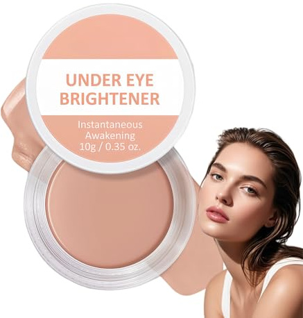Full Coverage Under Eye Brightener & Concealer,Long-Lasting Corrective Pink Cream for Dark Circles & Spots,Hydrating Primer & Highlighter Foundation,Colour Corrector for Mature Skin,Peach Concealer