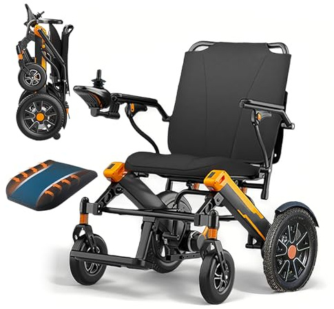 ZQHQKJ Rollstuhl Elektrisch, Faltbar, bis 150KG, 24V16AhLithiumbatterie, Doppelbatterie, 500W Elektrorollstuhl für Allen Gelände, Elektrorollstuhl für Senioren,0–6 km/h einstellbarer,12Ah