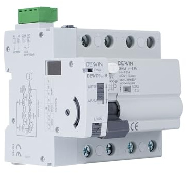 Wattive Differenziale Riarmo Automatico, 4P 63A 30ma 400V Salvavita con Riarmo Automatico RCCB Interruttore Differenziale a Riarmo Automatico Salvavita Interruttore di Protezione da Perdite