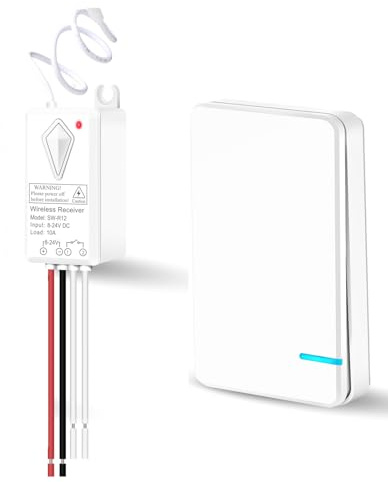 Wireless Light Switch Kit,433MHz Cordless RF Remote Control Wall Light Switch, Extra Wireless Light Switches for Indoor Outdoor Lighting Up,IP66 Waterproof