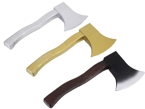 BESTonZON Set 3 Accette Finte di Halloween in PU Morbido Asce Giocattolo Realistiche per Accessori per Costumi Vichingo e Feste in Maschera Decorazioni per Carnevale e Cosplay