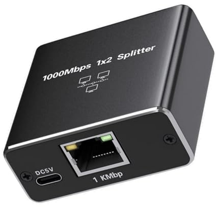 Elnwnnkc Splitter Ethernet RJ45 Alimentato Tramite USB da 1 A 2 per velocità Gigabit per La Compatibilità Rete Uffici Domestici Cat5/5e/6/7/8 Splitter Ethernet Gigabit