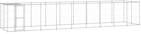 Zaun für Hunde für Draußen,Outdoor-Hundezwinger mit Überdachung Verzinkter Stahl 21,78 m² für Innen und Außenbereich, Einfache Montage